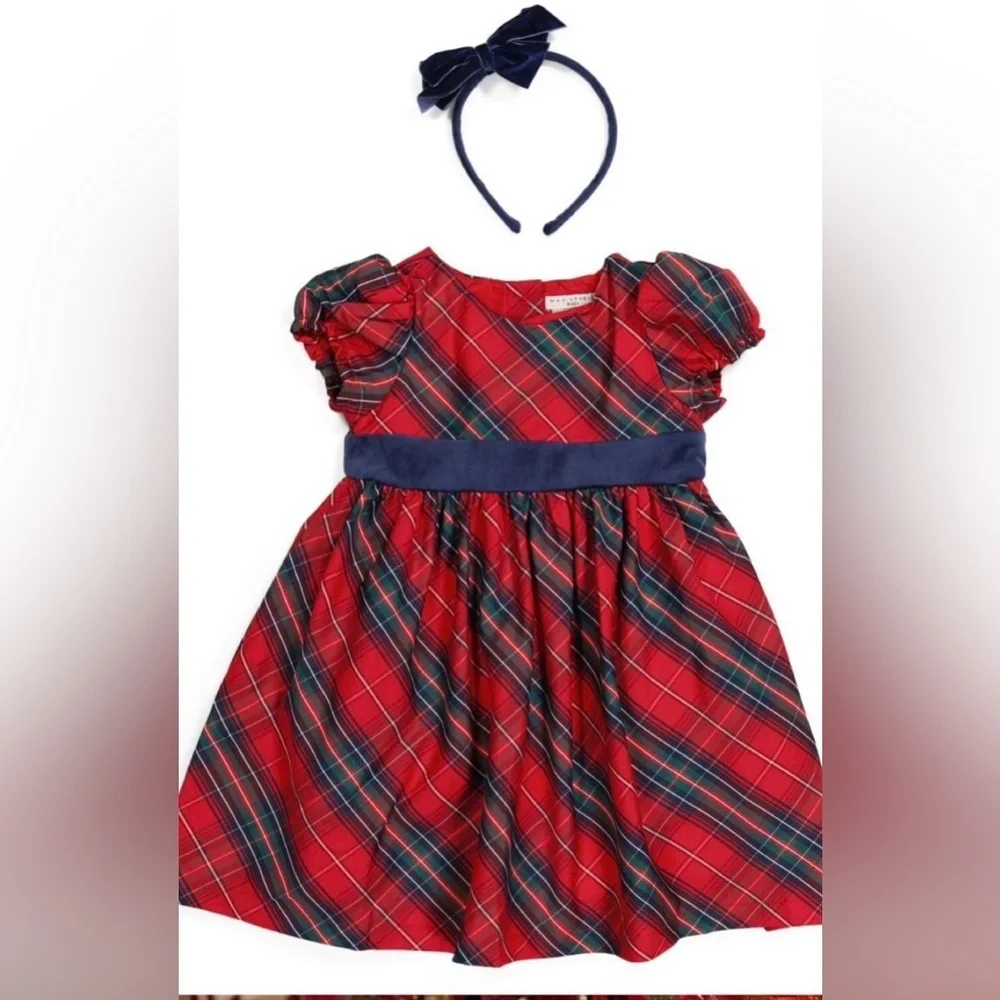 Max Studio Kids Red and Navy Plaid Dress